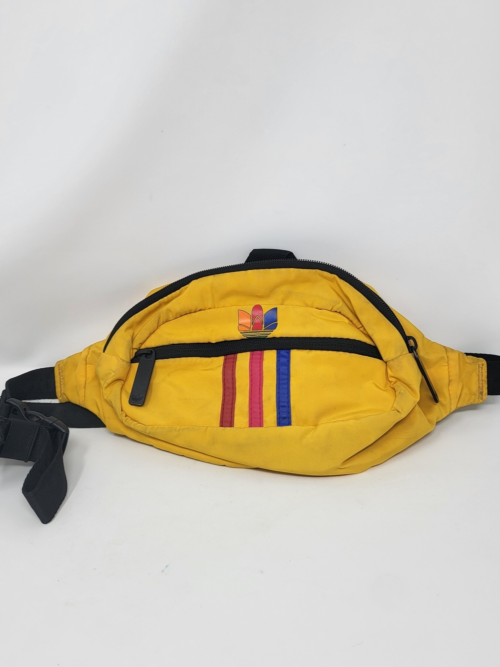 adidas Yellow Waist Bag with Red and Blue Stripe Accents